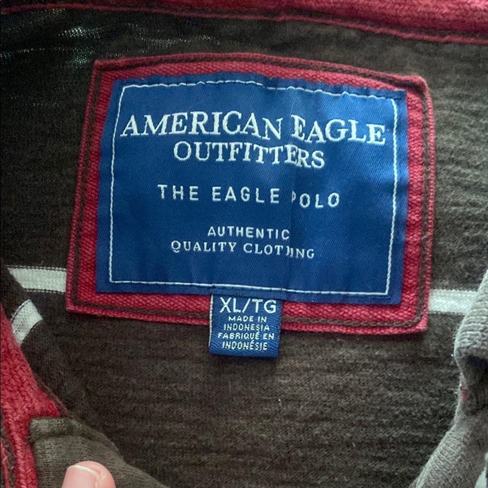 American Eagle Outfitters Brown Striped Polo Shirt - Picture 2 of 4
